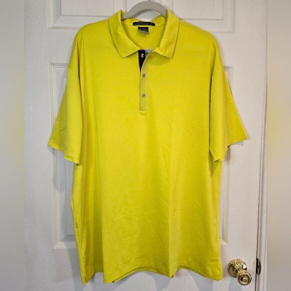 Tiger Woods Platinum Nike FitDry Golf‎ Polo Shirt Chartreuse Yellow Size XL - Picture 2 of 9